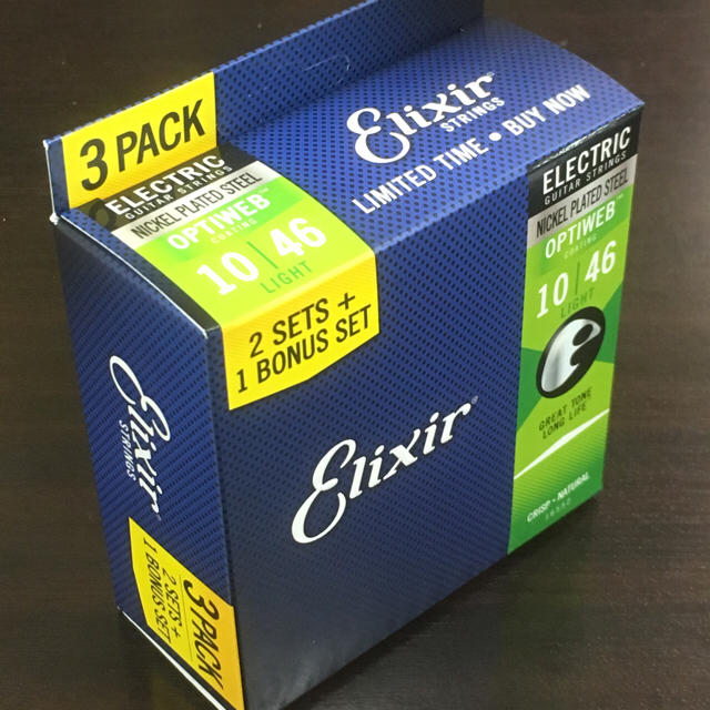 【数量限定！2セット+1ボーナスセット】ELIXIR 16552 エレキギター弦 楽器のギター(弦)の商品写真