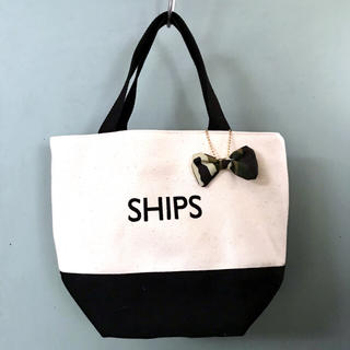 シップス(SHIPS)の【未使用】SHIPS バイカラーエコバッグS 黒 ミニトートバック(トートバッグ)