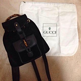 グッチ(Gucci)のGUCCH♡バンブーリュック黒スエード(リュック/バックパック)