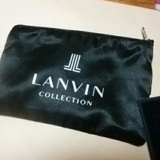 ランバンコレクション(LANVIN COLLECTION)の美品ランバンLANVIN　ポーチ黒サテンリボン、おまけ付(ポーチ)