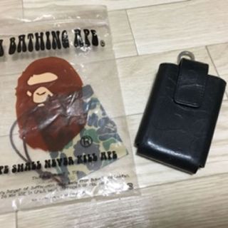 アベイシングエイプ(A BATHING APE)のA BATHING APE レザーモバイルケース ブラック BAPE(その他)