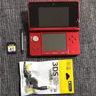 ニンテンドー3DS(ニンテンドー3DS)の美品 3DS  本体 レッド(携帯用ゲーム機本体)