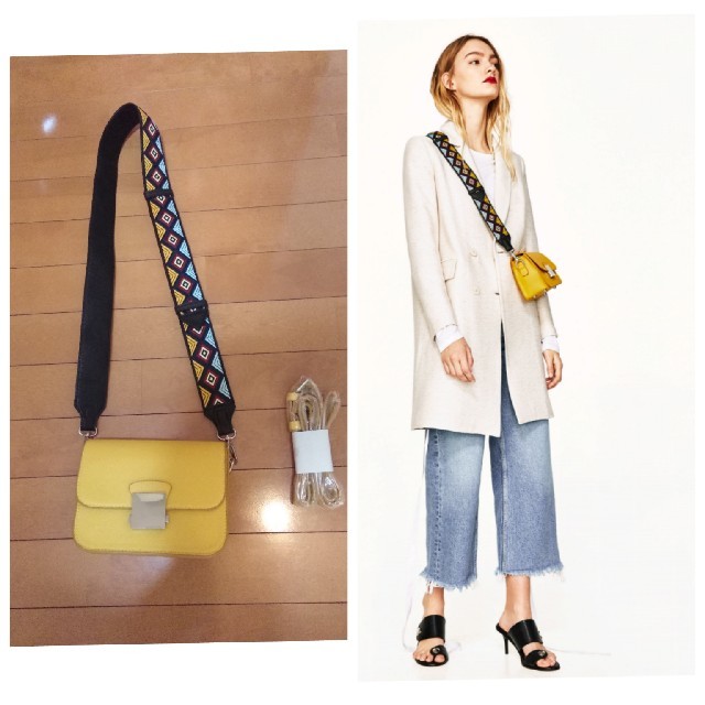 ZARA(ザラ)のrei様 ZARA刺繍イエローバッグ レディースのバッグ(ショルダーバッグ)の商品写真