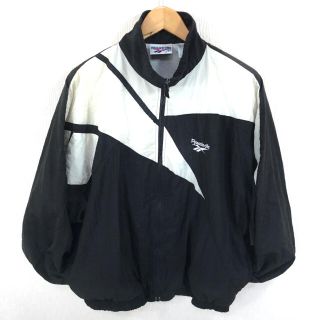 リーボック(Reebok)の人気色 ♪ ヴェトモン元ネタ 90s REEBOK ナイロンジャケット 黒白 M(ナイロンジャケット)