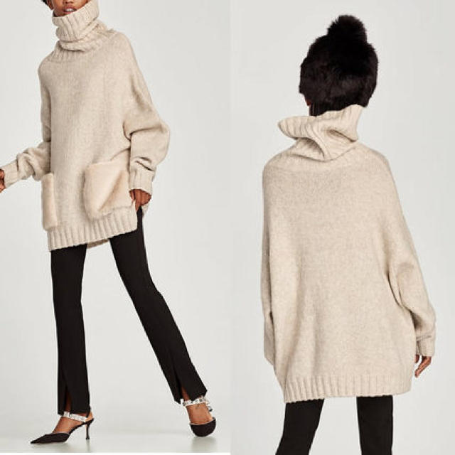 ZARA(ザラ)のRara様    ファーポケット ニット レディースのトップス(ニット/セーター)の商品写真