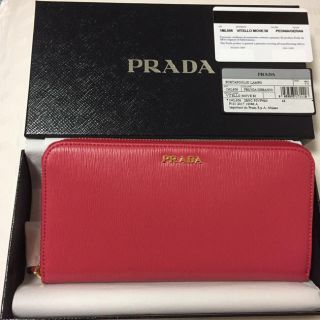 プラダ(PRADA)のお正月初売り大特価★PRADAプラダ★ヴィテッロ革ラウンドファスナー長財布ピンク(財布)