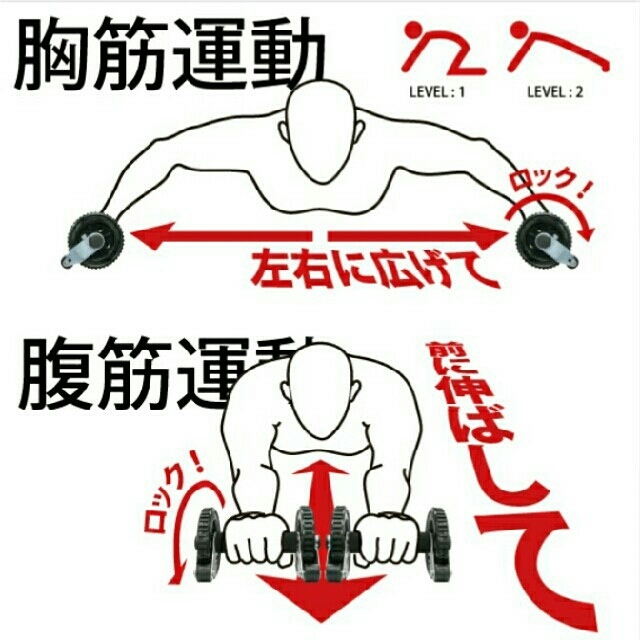 腹筋ローラー　ダブルタイプ スポーツ/アウトドアのトレーニング/エクササイズ(トレーニング用品)の商品写真