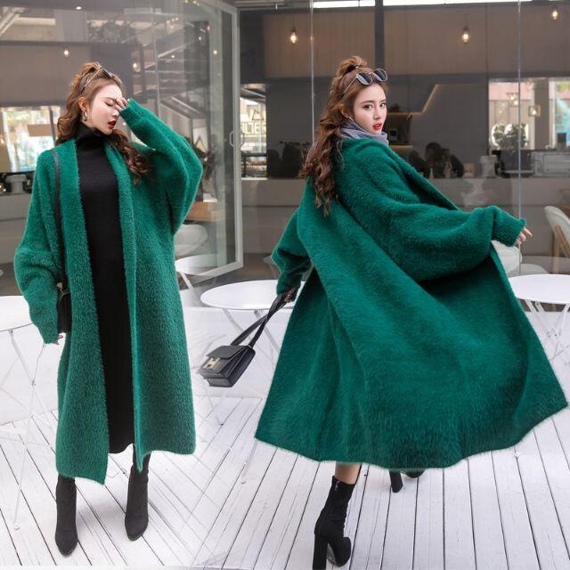 取寄せ商品】ミンクカシミヤロングコート◇緑◇BIGガウンコート 取寄せ商品】ミンクカシミヤロングコート◇緑◇BIGガウンコート