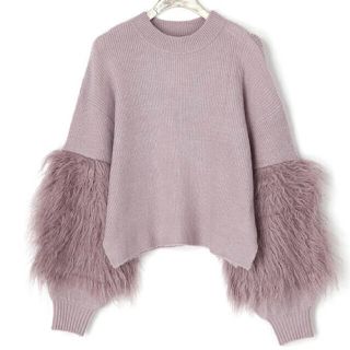 ダブルクローゼット(w closet)の【w closet】ファー袖 リブニットプルオーバー(ニット/セーター)