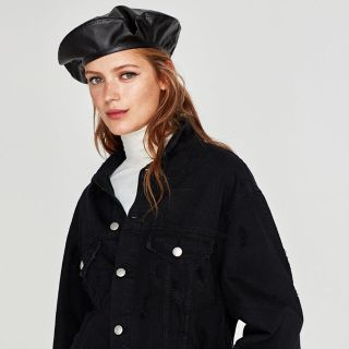 ザラ(ZARA)のZARA レザーテイストベレー帽(ハンチング/ベレー帽)