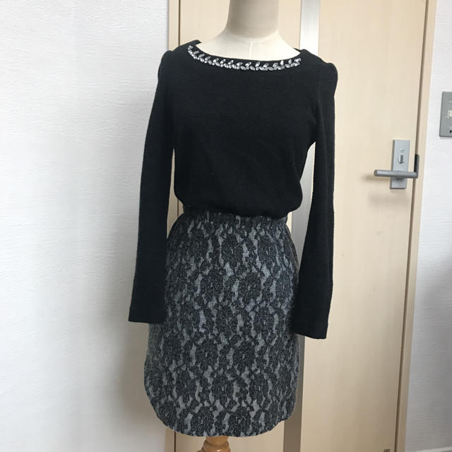 PROPORTION BODY DRESSING(プロポーションボディドレッシング)のプロポーションボディドレッシング ビジュー付切り替えワンピース サイズ2 美品 レディースのワンピース(ミニワンピース)の商品写真