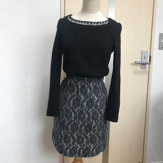 プロポーションボディドレッシング(PROPORTION BODY DRESSING)のプロポーションボディドレッシング ビジュー付切り替えワンピース サイズ2 美品(ミニワンピース)