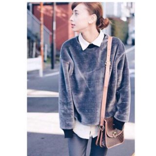 アメリヴィンテージ(Ameri VINTAGE)のFUR SWEAT TOP ブラック(ニット/セーター)