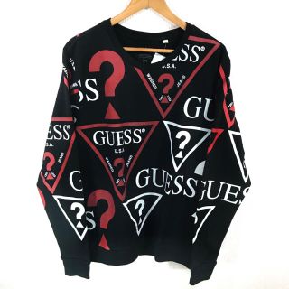 ゲス(GUESS)の日本未発売 新品 GUESS 総柄 スウェット 黒 L XL相当 正規品(スウェット)