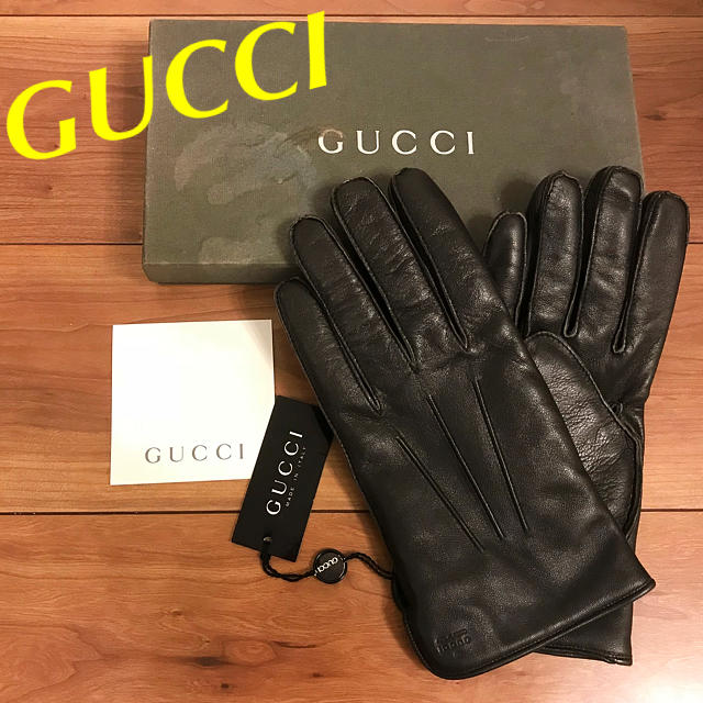 Gucci(グッチ)のみなみさま専用 未使用 イタリー製GUCCI 上質レザー 内側100%カシミヤ メンズのファッション小物(手袋)の商品写真