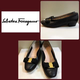 サルヴァトーレフェラガモ(Salvatore Ferragamo)のフェラガモ♡定番ヴァラ♡ブラックレザー  パンプス♡(ハイヒール/パンプス)