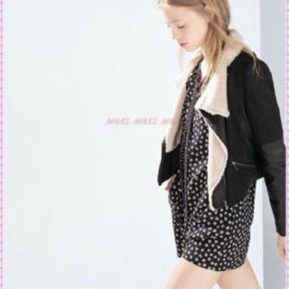 ザラ(ZARA)のZARA レザー切り替えコート【売り切れました。】(ライダースジャケット)