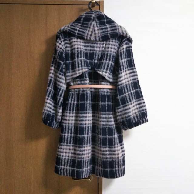 Lily Brown ♡シャギーチェックガウンコート◆リボンベルト付き