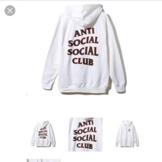 シュプリーム(Supreme)のanti social social club フーディー パーカー ホワイト(パーカー)