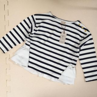 プティマイン(petit main)の専用♡90♡プティマイン 後ろフリルボーダーカットソー(Tシャツ/カットソー)