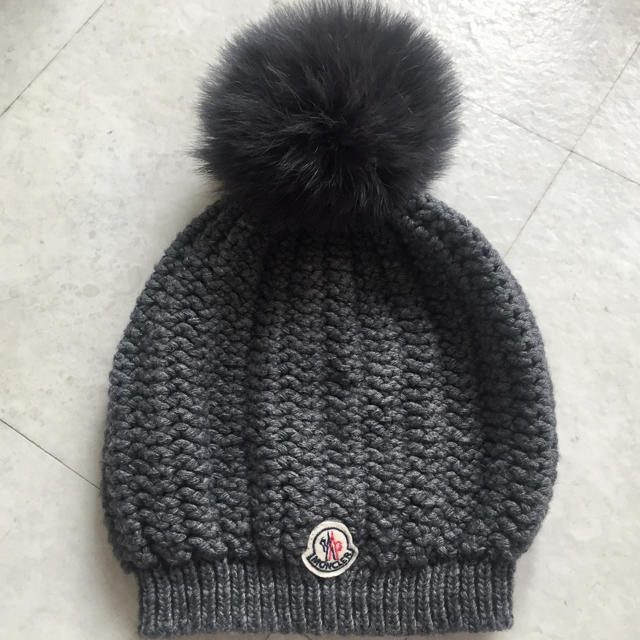 MONCLER モンクレール カシミア入 ニット帽 ポンポン グレー