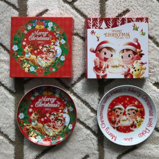 フジヤ(不二家)の不二家ペコちゃん クリスマスケーキ皿(ノベルティグッズ)