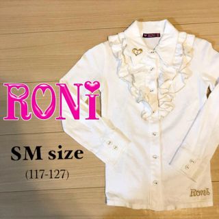 ロニィ(RONI)のRONI/ゴールド刺繍入り♡フリルブラウス ＳＭ size(ブラウス)