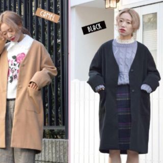 ダブルクローゼット(w closet)の期間限定 出品 服袋 コート 黒 ブラック(ロングコート)