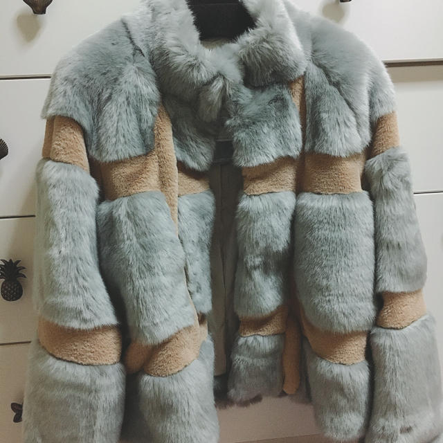 fur fur - 【新品タグ付き】FURFUR チェック柄エコファーコート MNTの