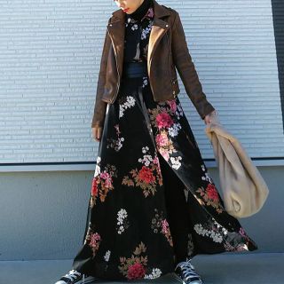 ザラ(ZARA)のラス1 完売品 ザラ 花柄 フラワー ワンピ マキシ丈 シャツ パンツ スカート(ロングワンピース/マキシワンピース)