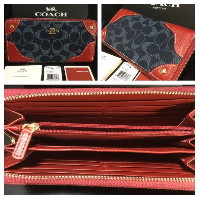 COACH(コーチ)の限定セール❣️新品コーチ長財布F53769デニム ネイビー  クラシックレッド レディースのファッション小物(財布)の商品写真