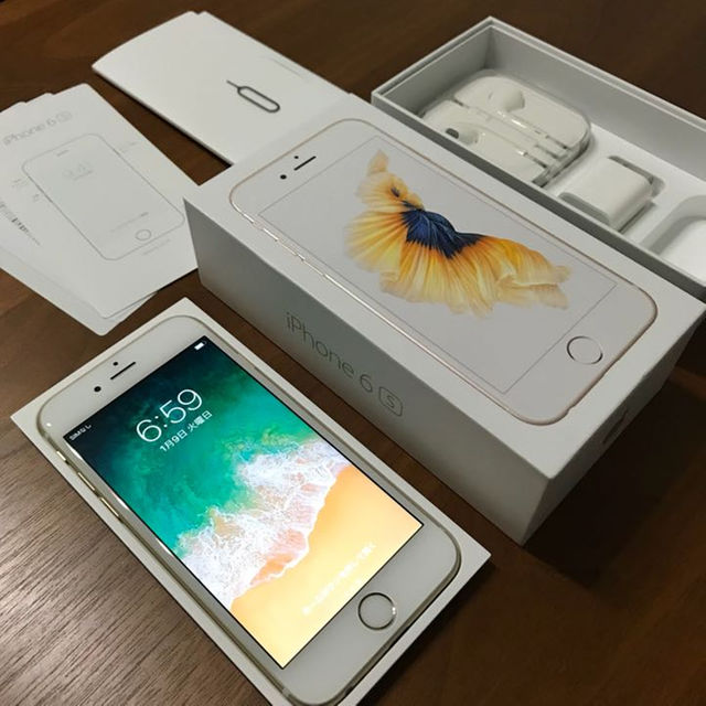 【美品】iPhone6s 64GB SIMフリー Gold, 新品バッテリー