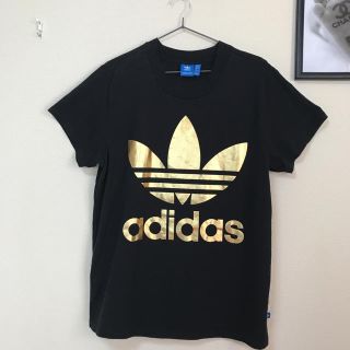 アディダス(adidas)のアディダス ビッグロゴTシャツ ブラック×ゴールド Lサイズ(Tシャツ(半袖/袖なし))