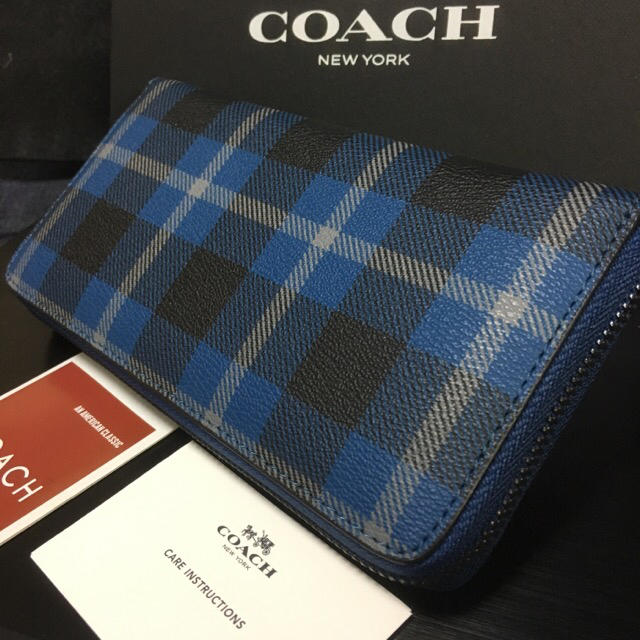 COACH(コーチ)の限定セール❣️新品コーチ長財布F55431 素敵なチェック ブルーマルチ レディースのファッション小物(財布)の商品写真