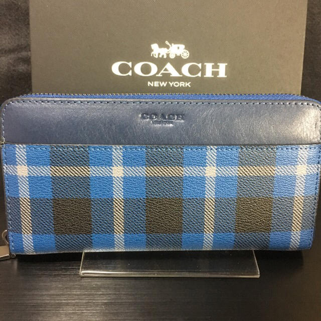 COACH(コーチ)の限定セール❣️新品コーチ長財布F55431 素敵なチェック ブルーマルチ レディースのファッション小物(財布)の商品写真