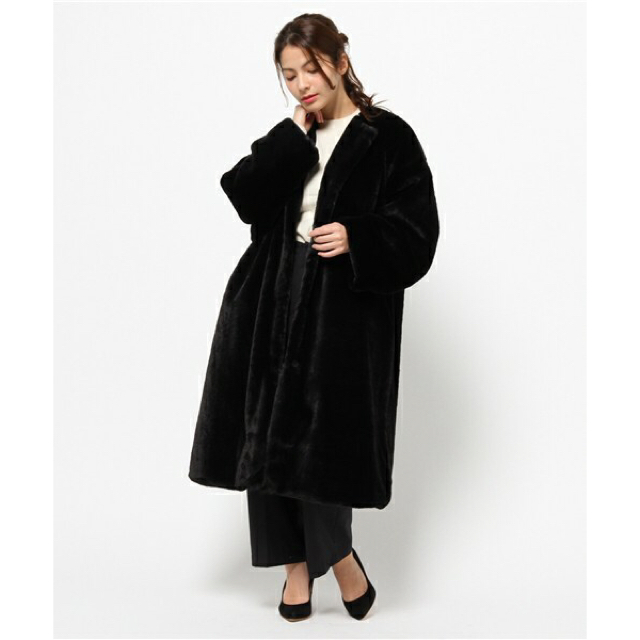 STUDIOUS(ステュディオス)のCLANE♡LICO FUR COAT♡BLACK 佐々木希 大政絢 山田優私物 レディースのジャケット/アウター(毛皮/ファーコート)の商品写真