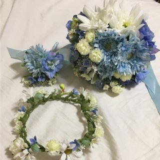 ブーケ ブートニア 花冠 セット(ブーケ)