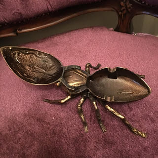 イタリア製ヴィンテージ/蜘蛛の真鍮アンティーク☆ゴールドの灰皿/ボンボニエール