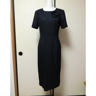 クレージュ(Courreges)のみるくたんたん様専用  クレージュ　黒い半袖ワンピース38(ひざ丈ワンピース)