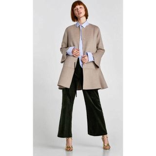 ザラ(ZARA)のZARA フリルウールコート XS(ロングコート)