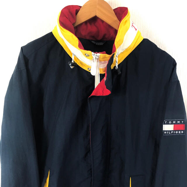 TOMMY HILFIGER(トミーヒルフィガー)の上美品 エリロゴ ☆ 90s トミーヒルフィガー セーリングジャケット 紺 M メンズのジャケット/アウター(ナイロンジャケット)の商品写真