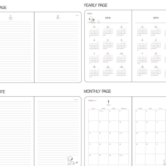 PEANUTS(ピーナッツ)のPEANUTS(チャーリーブラウン)★日記帳/スケジュール帳(韓国) インテリア/住まい/日用品の文房具(カレンダー/スケジュール)の商品写真