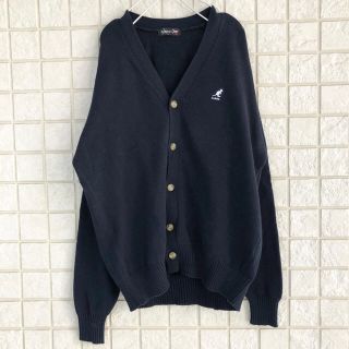 カンゴール(KANGOL)のused KANGOL コットンニット カーディガン ネイビー L(ニット/セーター)