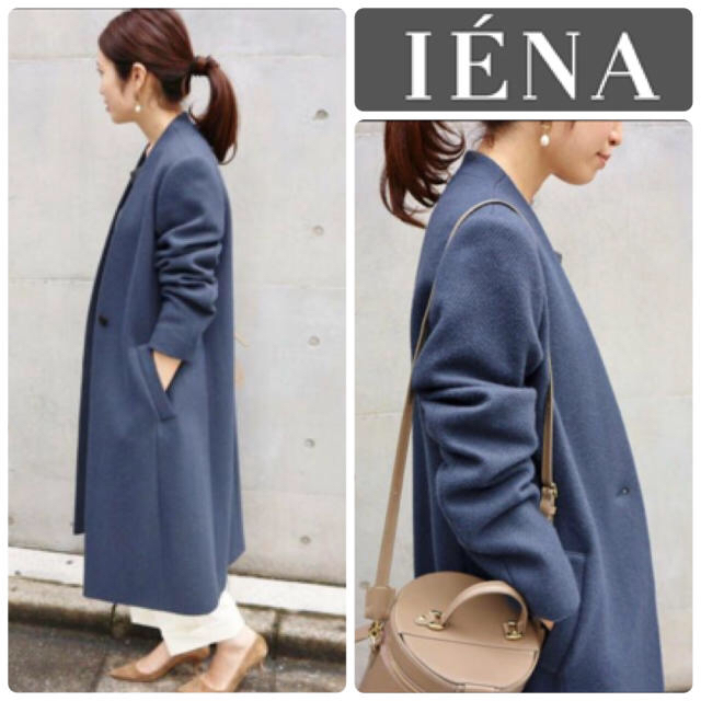 IENA(イエナ)のIENA イエナ 今期完売 Vネック デザインコート◇ノーカラーロングコート レディースのジャケット/アウター(ロングコート)の商品写真