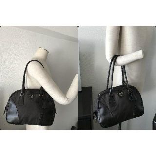 プラダ(PRADA)の●12.5万PRADAプラダ革レザー多用ナイロンショルダーボストンバッグ鍵付●良(ボストンバッグ)