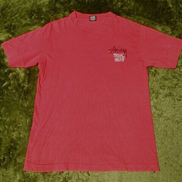 STUSSY - 80's old stussy 黒タグ ラスタライオンTシャツ 赤 Mサイズの