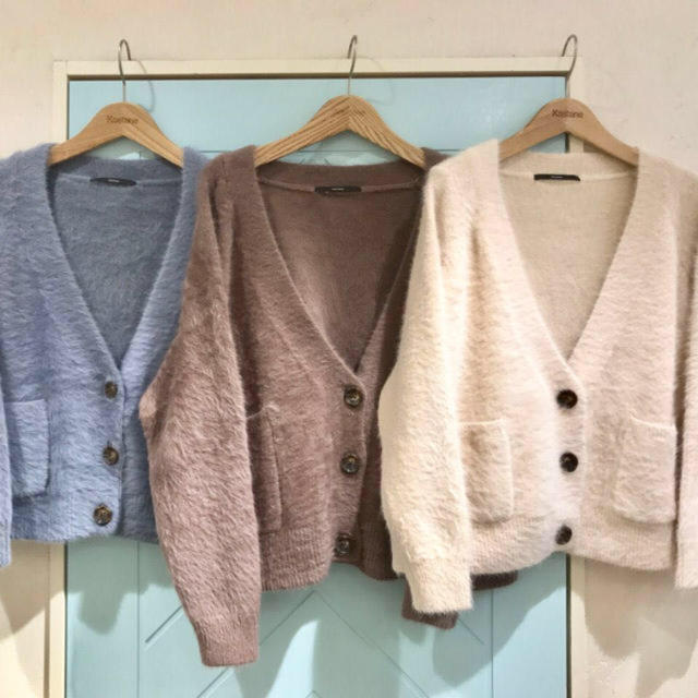 Kastane ショートニットカーデ ブラウン