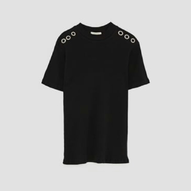 ZARA(ザラ)のTシャツ ブラック レディースのトップス(Tシャツ(半袖/袖なし))の商品写真