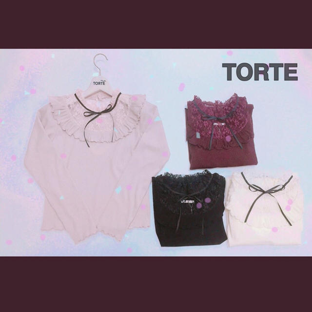 TORTE(トルテ)のレースフリルチョーカーtops(ピンク) レディースのトップス(カットソー(長袖/七分))の商品写真