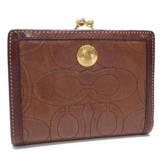 コーチ(COACH)のA88 中古 コーチ COACH レザー 二つ折り財布 がま口(財布)